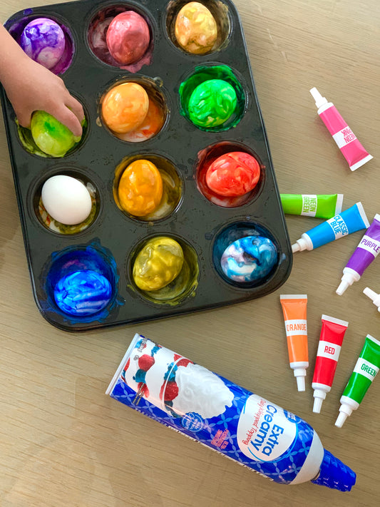 Dying Easter Eggs with Whipped Cream
